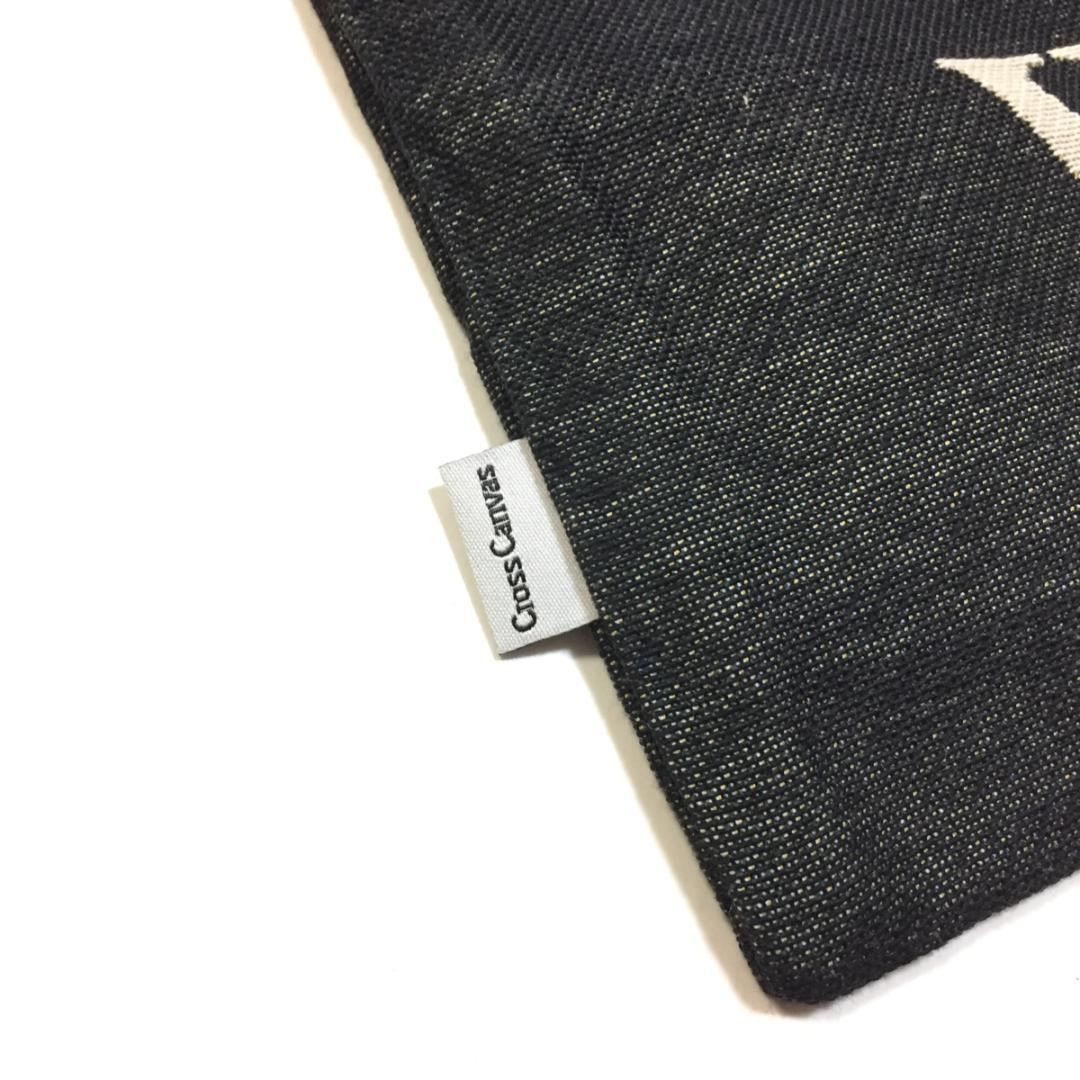 ４個　アメリカ製 Cross Canvas スマイル クッションカバー ブラック