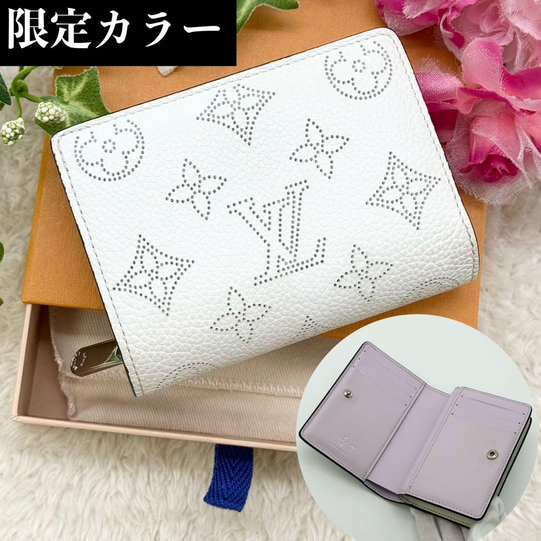 極美品 日本限定✨ルイヴィトン マヒナ クレア 二つ折り財布 ブロンラベンダー
