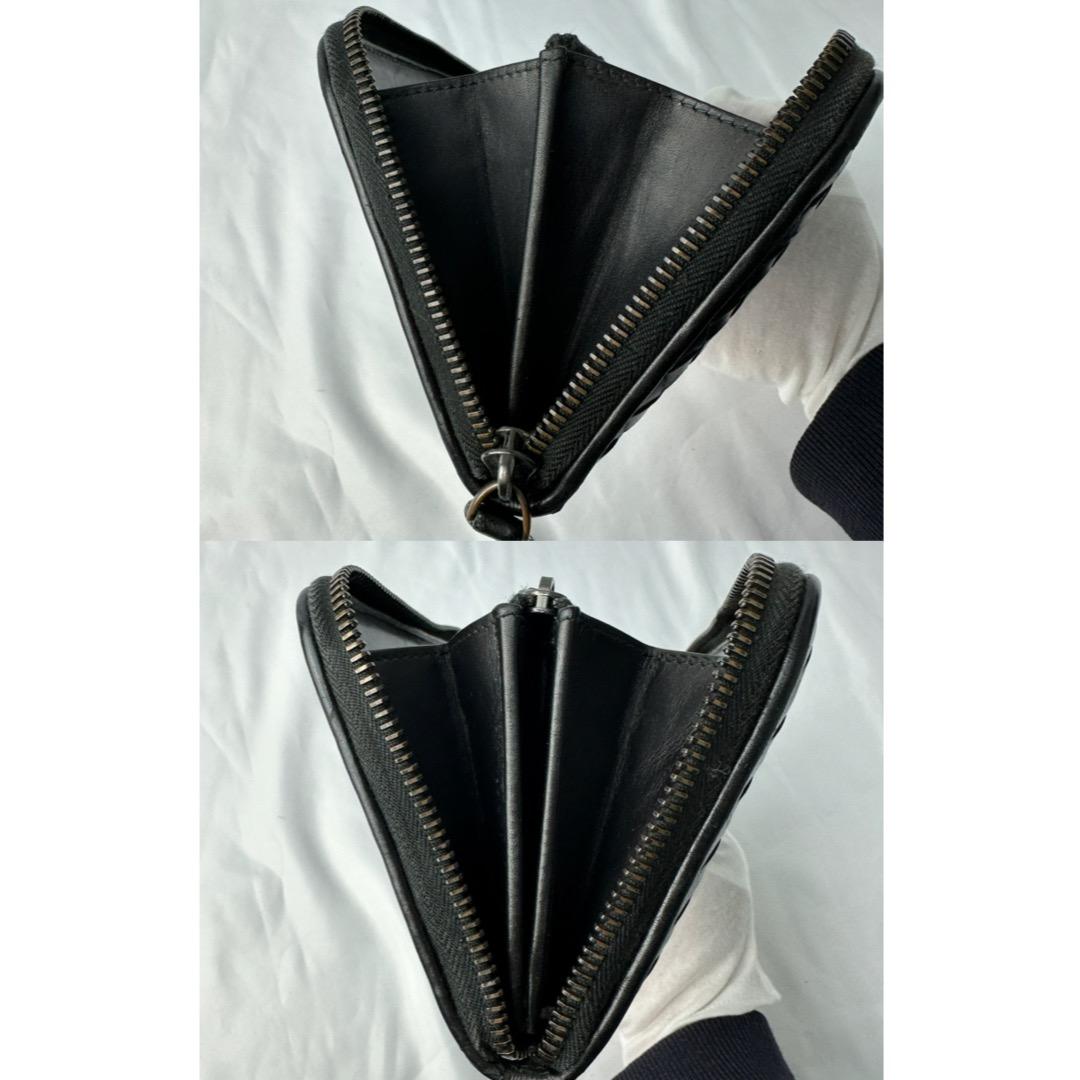 【美品】 ボッテガヴェネタ 長財布 ラウンドファスナー イントレチャート 黒