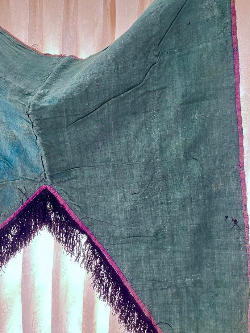 アンティーク トルコ 花柄ジャガード織り フリンジ付き 布飾り