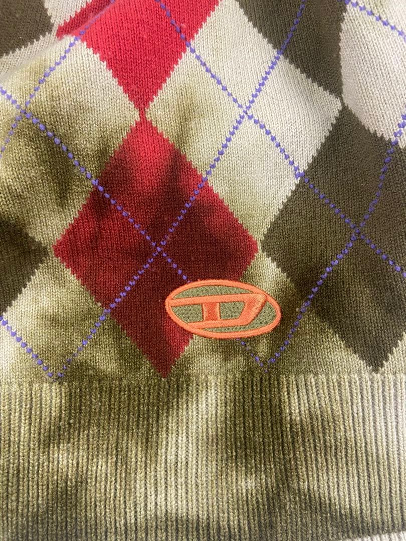 DIESEL K-ADDICE アーガイル カーディガン タイダイ M