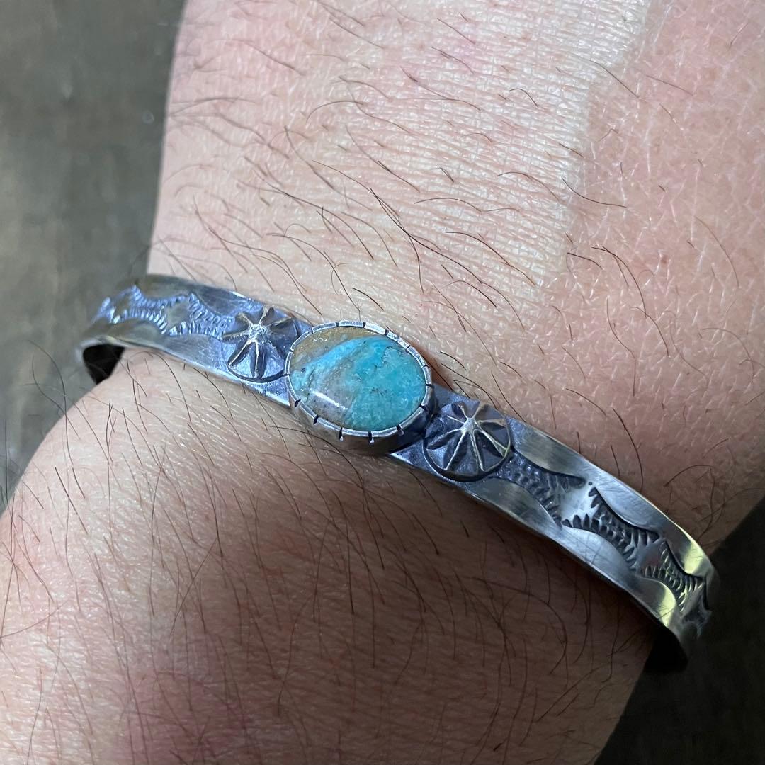 ロイストン　ターコイズ　シルバー　バングル　ブレスレット#インディアンジュエリー