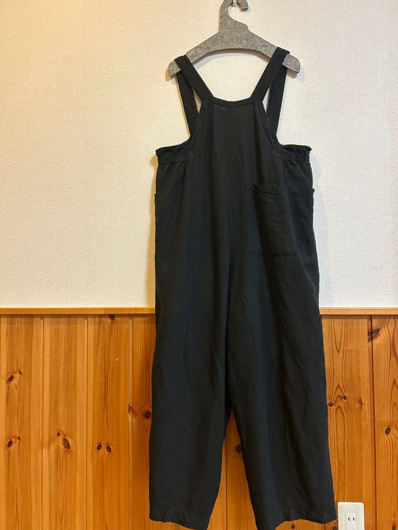 nest Robe リネン 超撥水ベイカーサロペット クロ