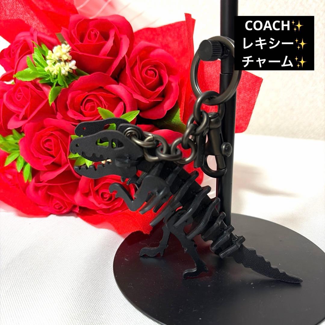 極美品 COACH コーチ レキシー 3D 立体 恐竜 チャーム キーホルダー