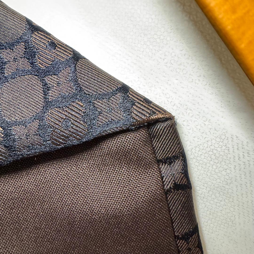 最高級 ルイヴィトン フラワーモノグラム 総柄 ネクタイ ブラウン シルク