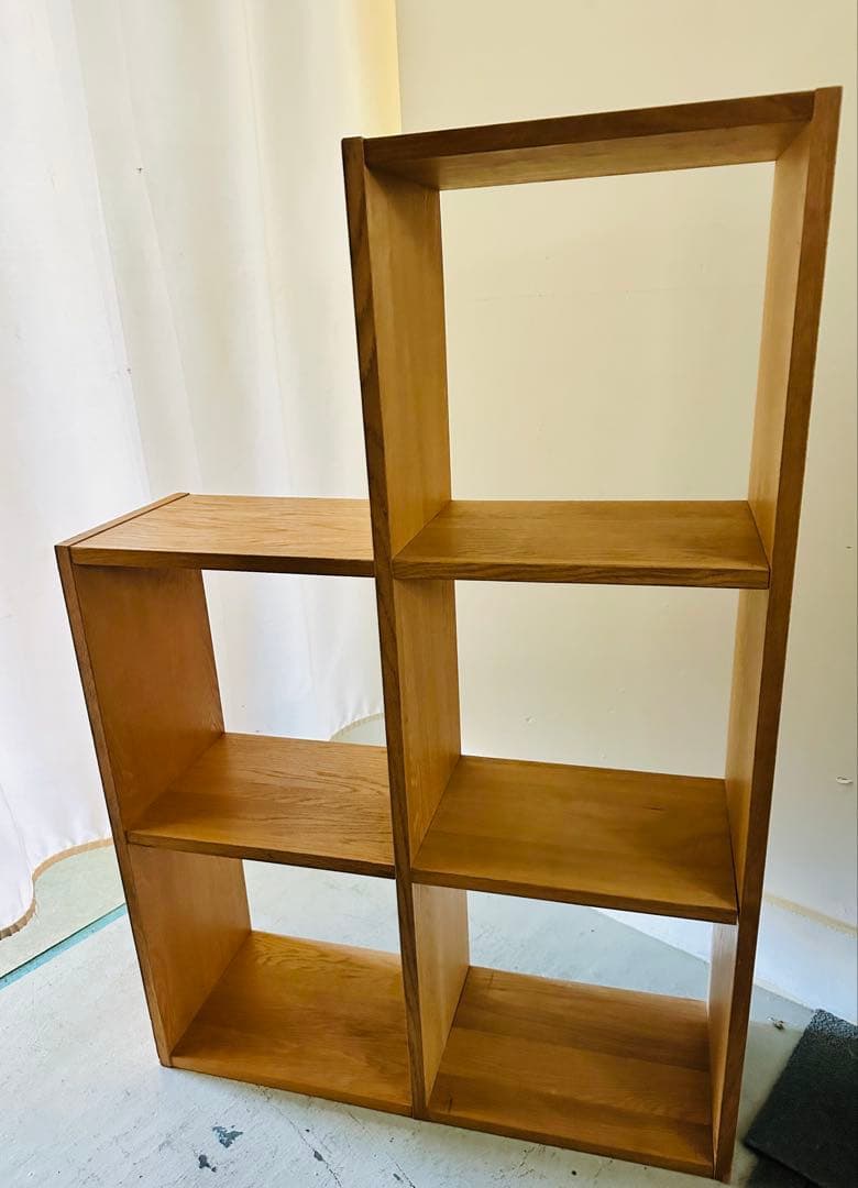 人気 無印良品 スタッキングシェルフセット 3段＋追加2段の2列 オーク材