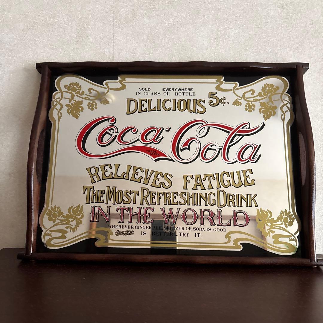 コカ•コーラ ヴィンテージ・パブミラー トレー　木製