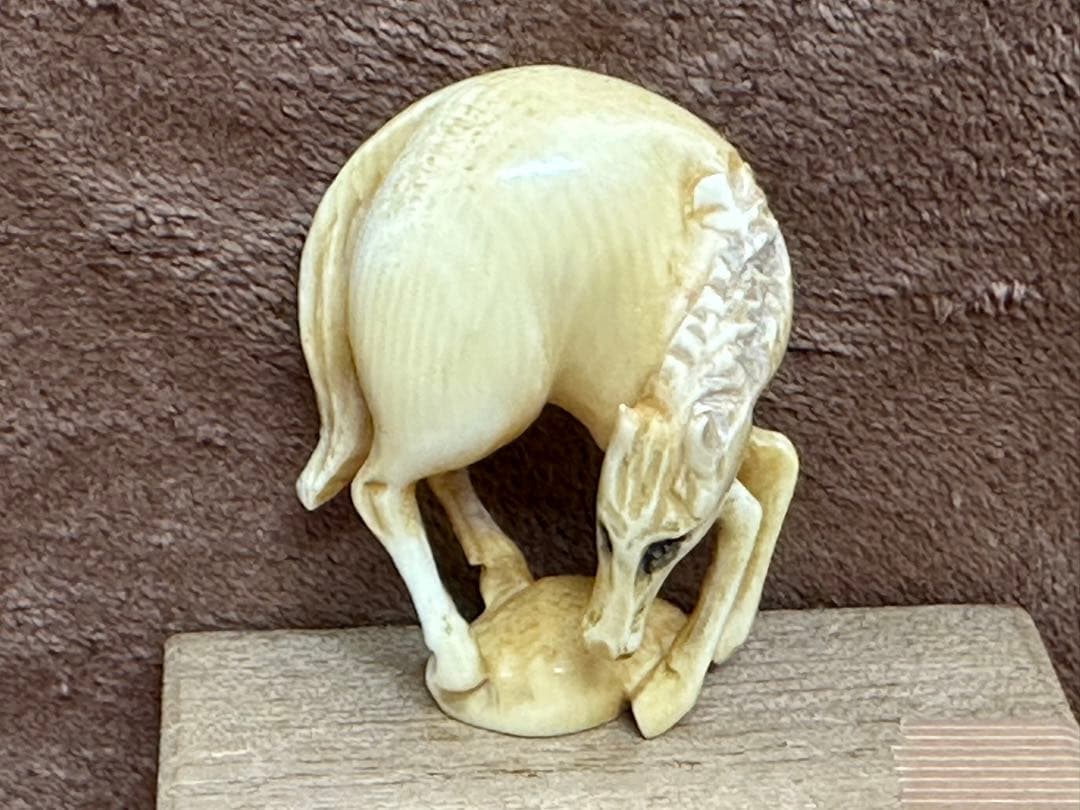 根付　 昭和レトロ　人物彫刻　印籠　提げ物 時代物　天然素材　骨董　在銘箱付き