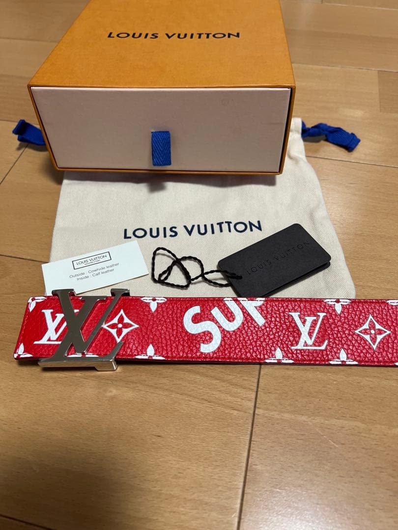 ち*。様 【確実正規品】louis vuitton supreme ベルト 赤