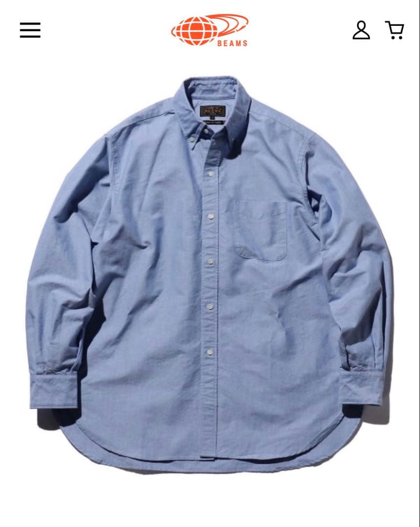 極美品　BEAMS Oxford Classic Fit　ブルー　Sサイズ