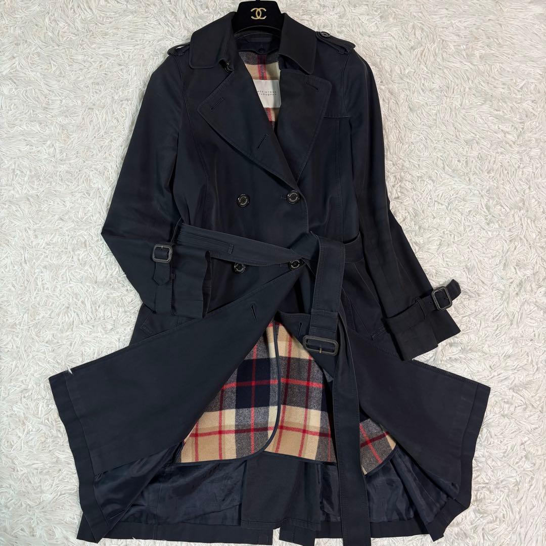 マッキントッシュロンドン トレンチコート ライナー付 チェック 2way 黒紺