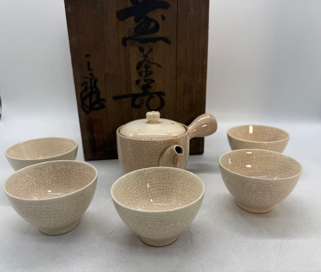 時代　白磁　煎茶器6点セット　京焼　白薩摩　共箱　送料込み260131