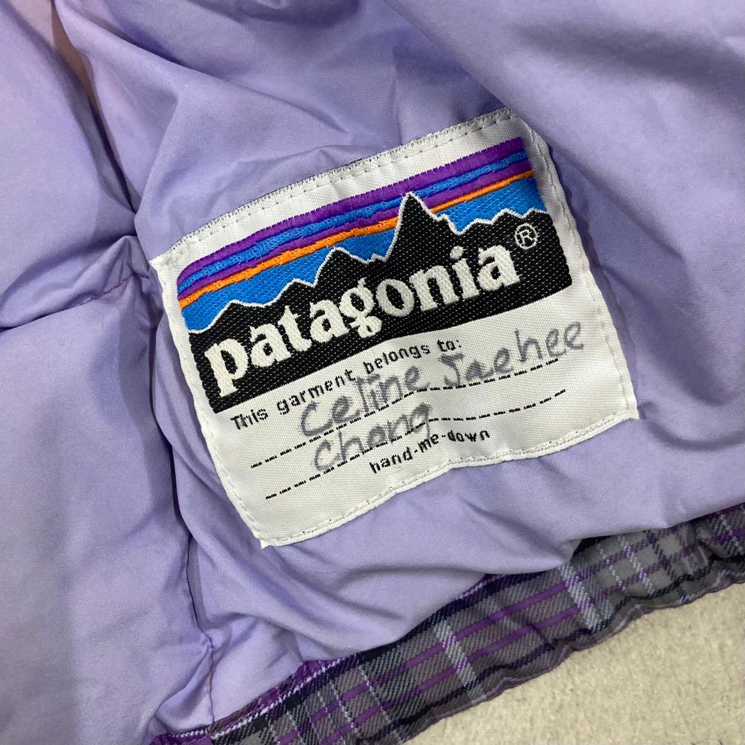 美品 パタゴニア patagonia ダウン ジャケット S 紫 チェック 総柄