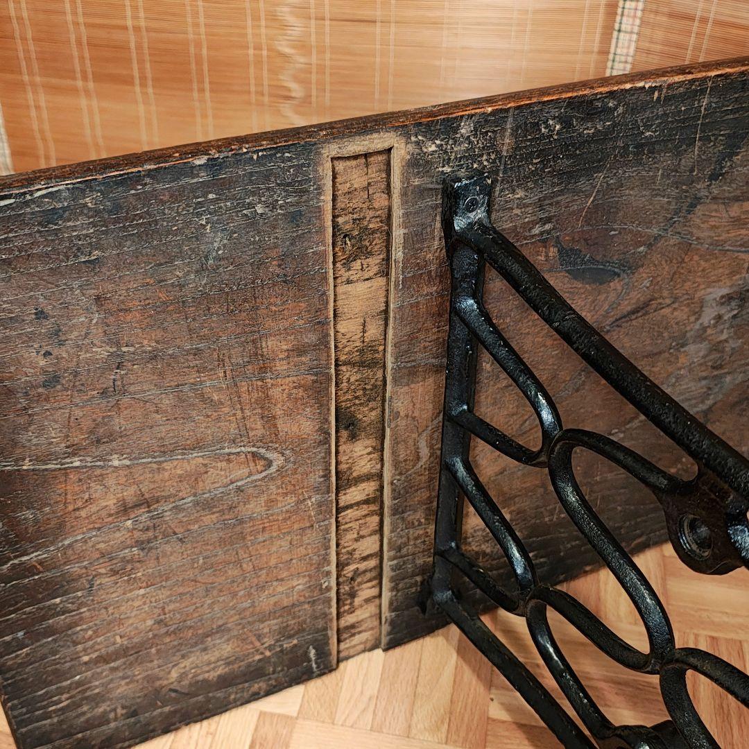 ミシン脚テーブル　古材テーブル　昭和レトロ　古家具