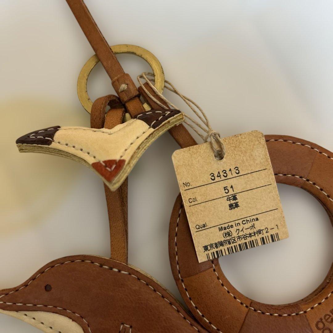 新品ゲンテンgenten レザーキーホルダー　イルカ　チャーム廃盤レア