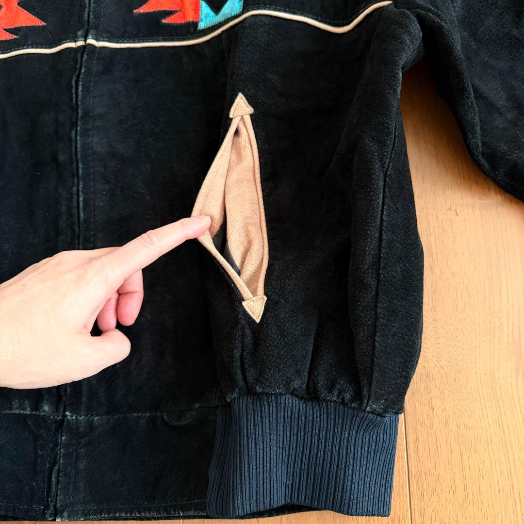 黒◎ PIONEER WEAR スエード レザージャケット ブラック USA