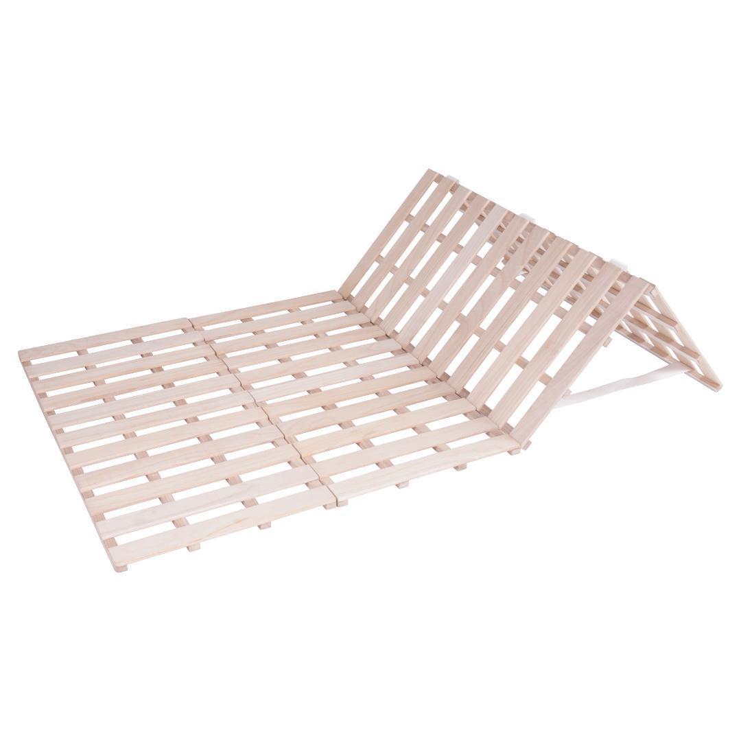 すのこベッド　折りたたみ　天然桐四つ折りベッドフレーム木製シングル４折桐木床 S