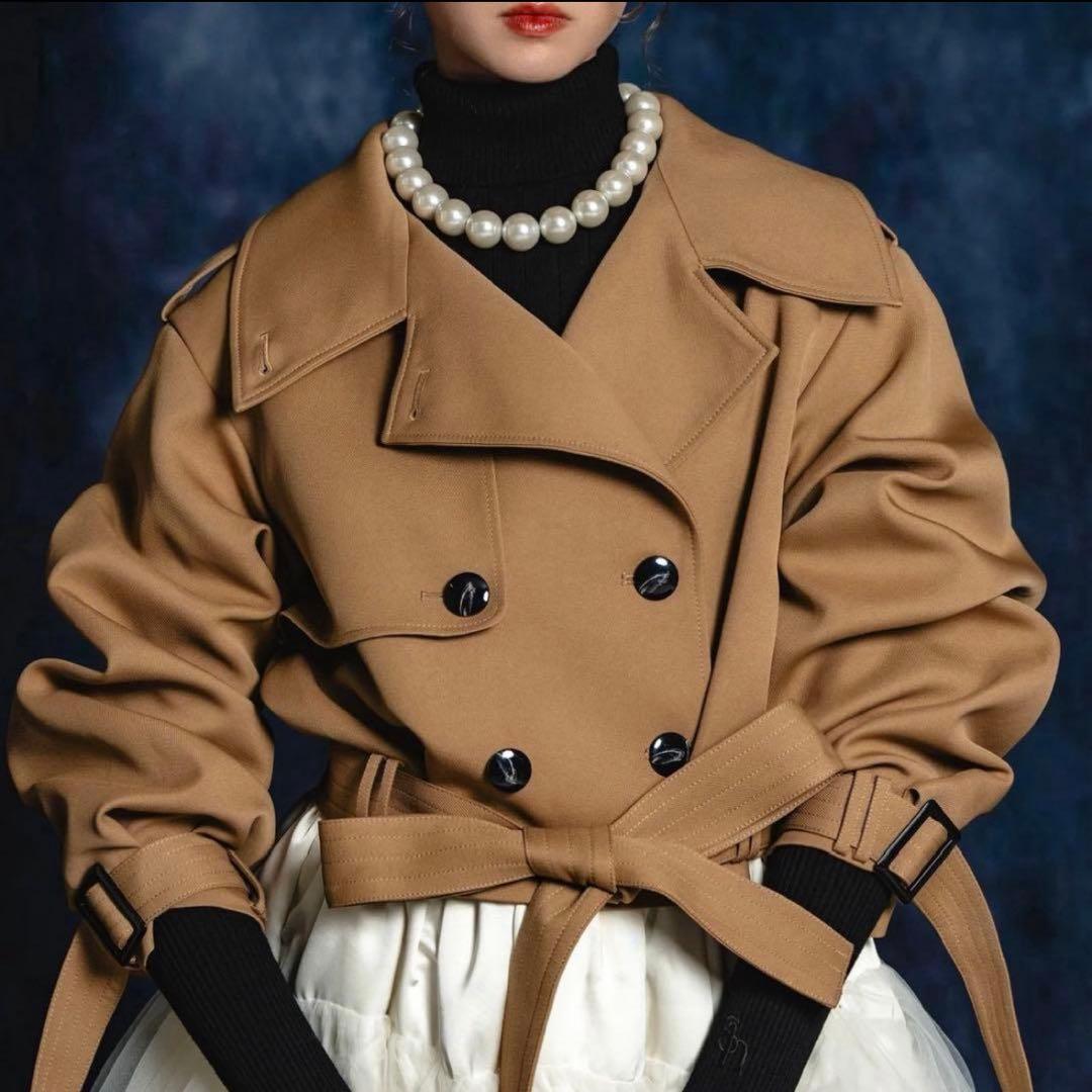 チョコ　sheller 2way short trench coat