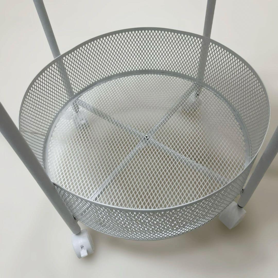 キャスター付き ラウンドトレー スチールワゴンテーブル おしゃれ 魅せる収納