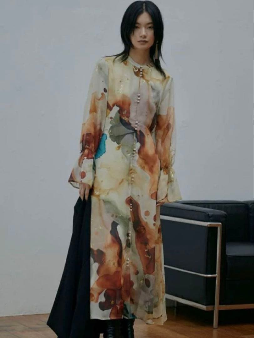 ワンピース AMERI VINTAGE AMELIA INK ART DRESS