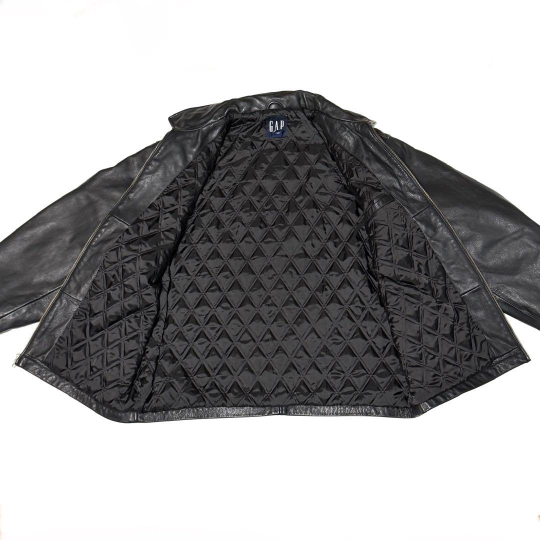 M*様 90s OLD GAP 牛革 レザージャケット L 紺タグ キルティング