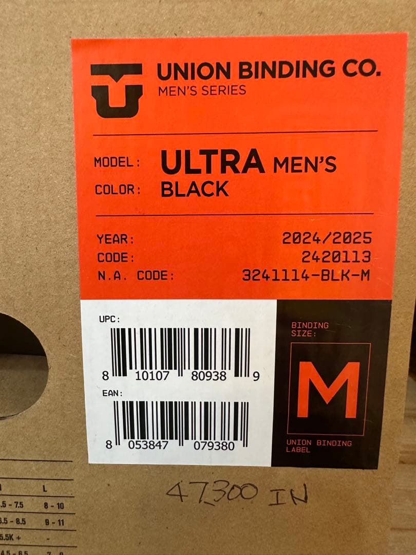 2025新品UNION ULTRA メンズ ビンディング ブラック M