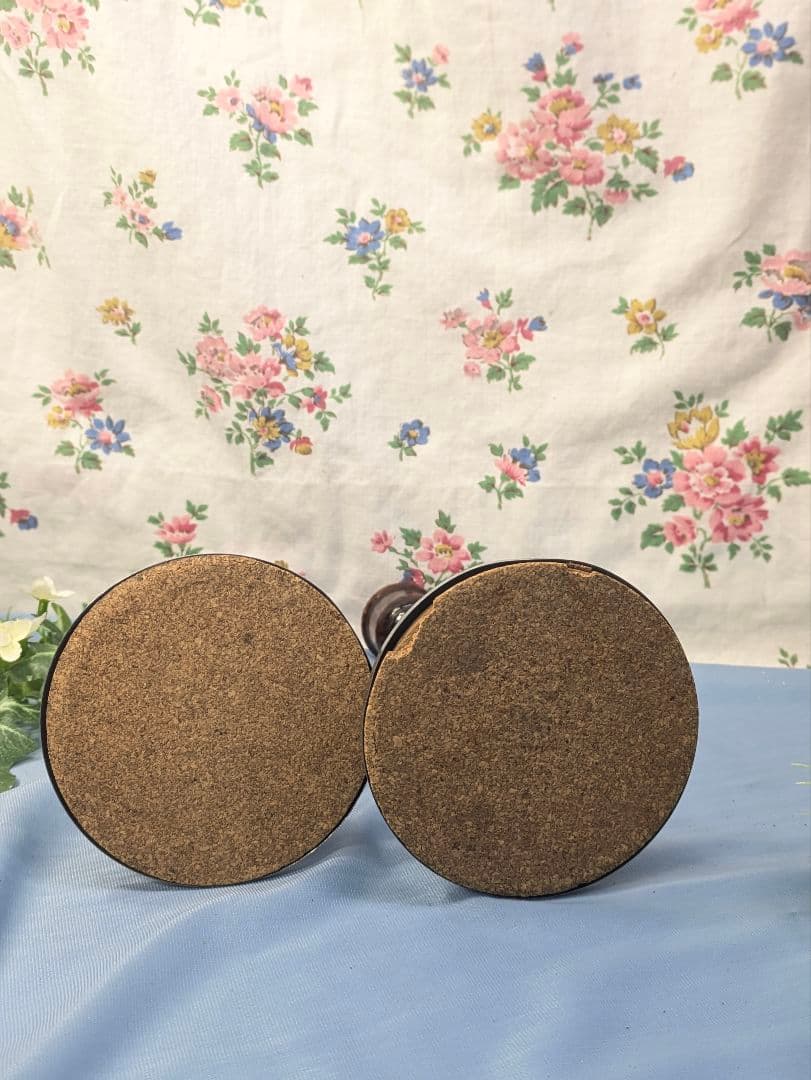 イギリス アンティーク オーク材 キャンドルスタンド ペア ２個セット