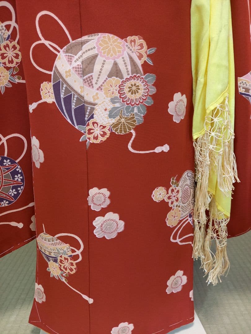 七才女児、正絹着物，長襦袢仕立て上り 　未使用品