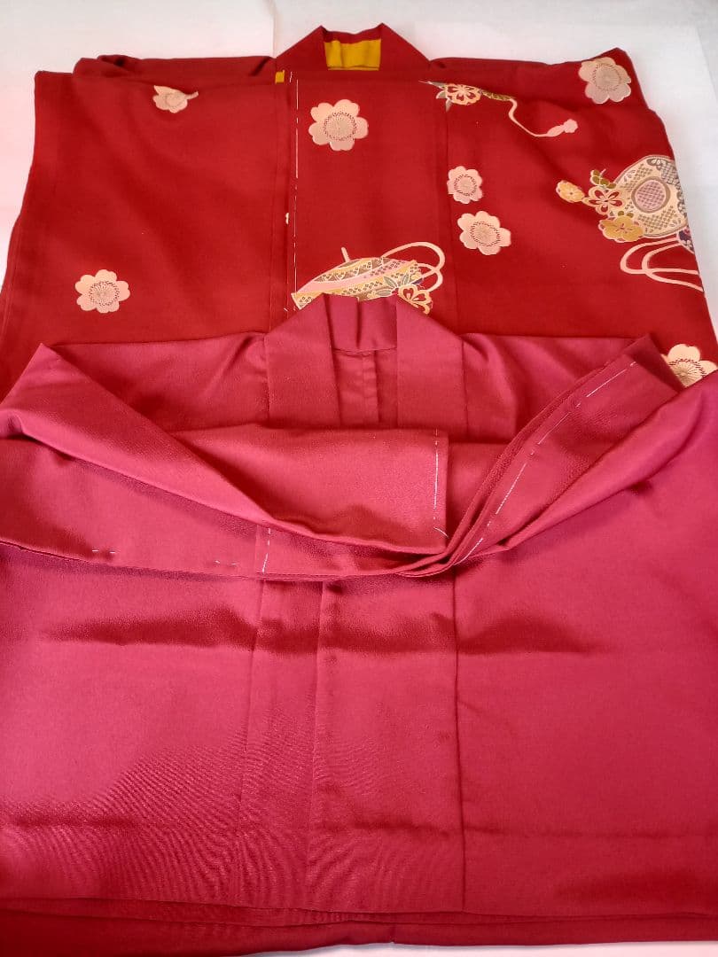 七才女児、正絹着物，長襦袢仕立て上り 　未使用品