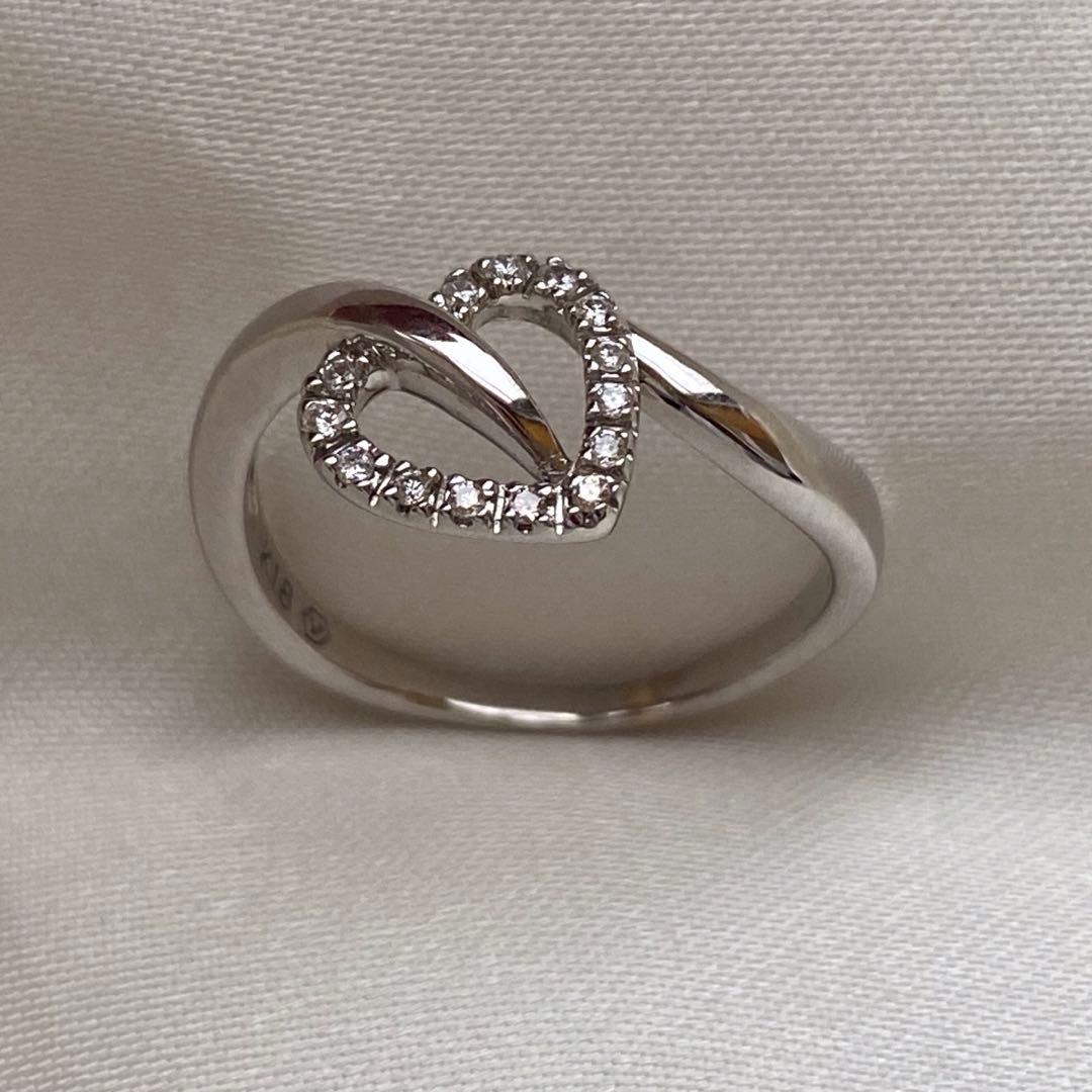 あ*す様 美品❗️ヴァンドーム青山18kwg ハート型　ダイヤモンド　リング　1
