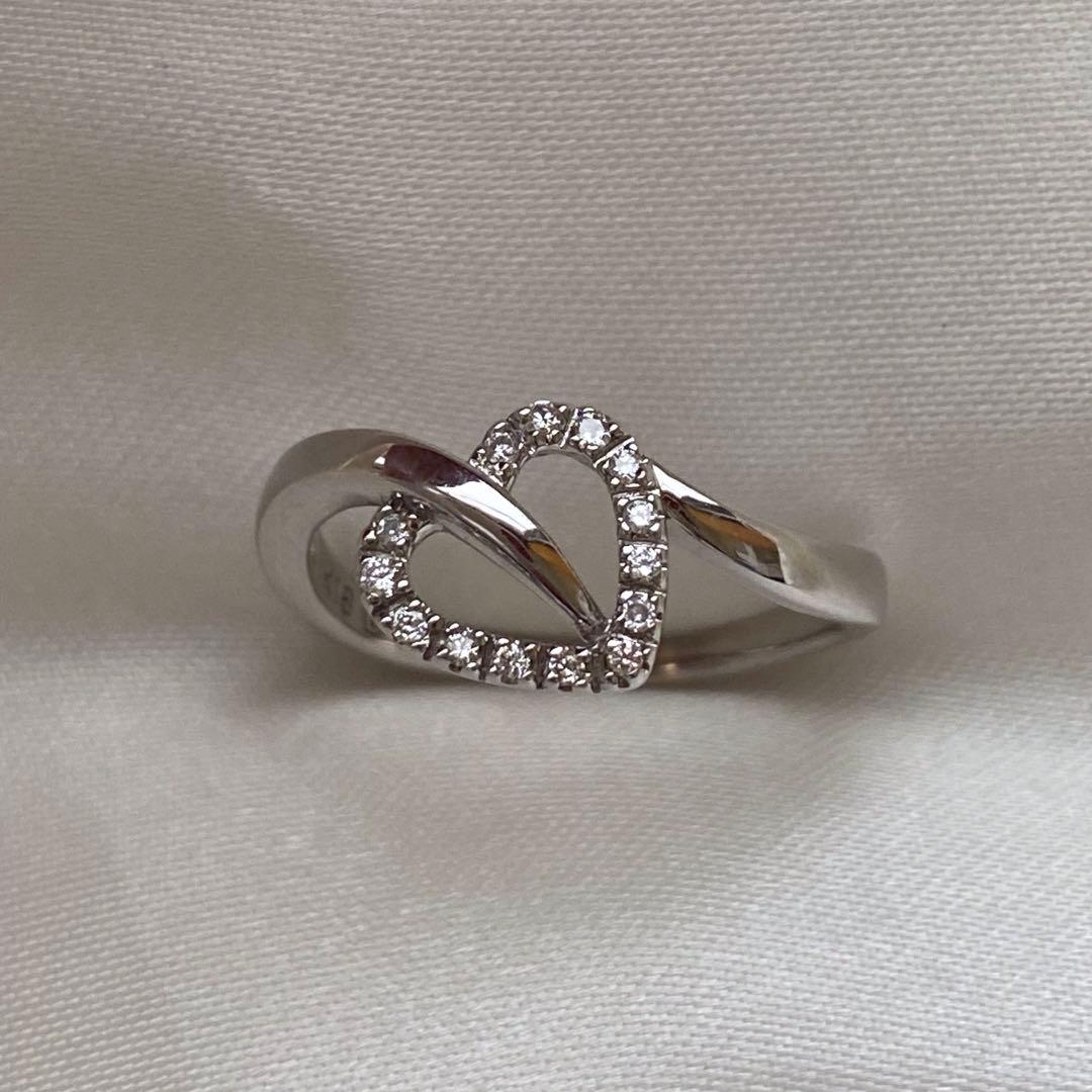 あ*す様 美品❗️ヴァンドーム青山18kwg ハート型　ダイヤモンド　リング　1