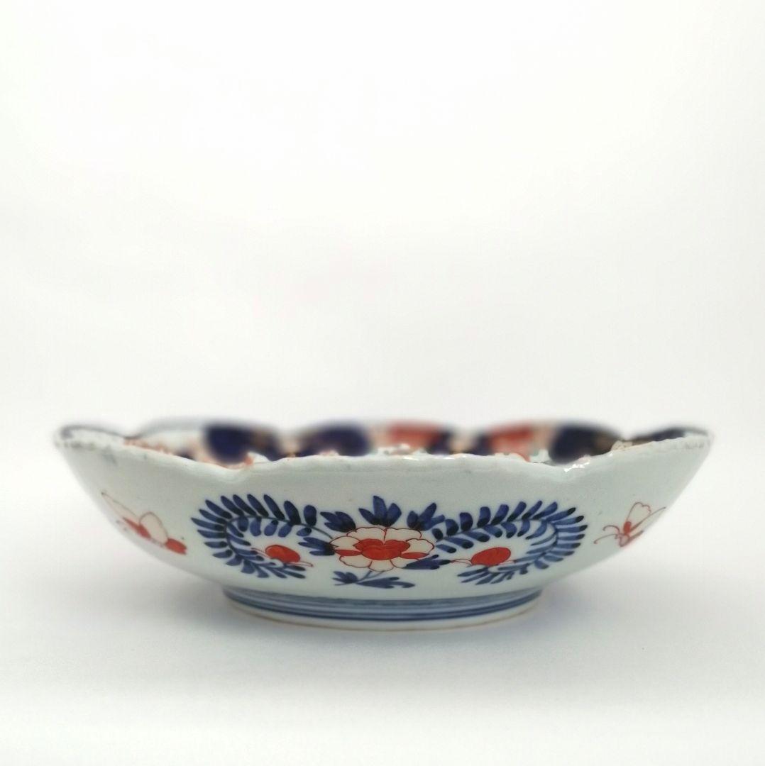 明治前期　色絵　花籠　龍と鳳凰　唐花　蝶　輪花　大鉢