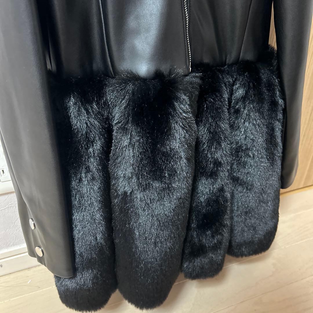 Narcissus レザージャケット ファー コート 黒 ブラック