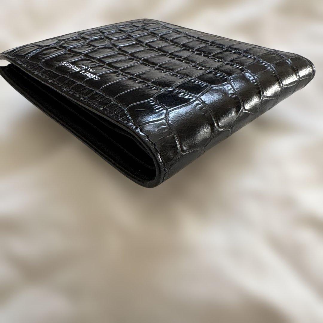 人気✨サンローラン　SAINT LAURENT 財布　クロコ型押し　二つ折財布