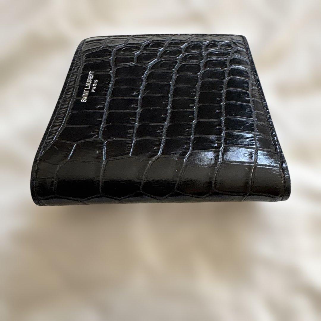 人気✨サンローラン　SAINT LAURENT 財布　クロコ型押し　二つ折財布