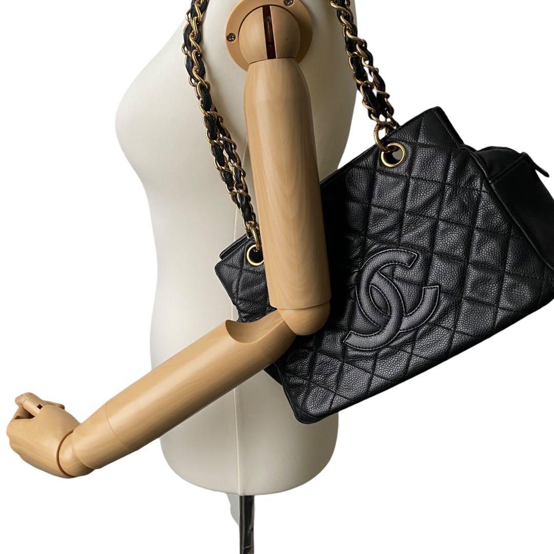 【希少!!】 シャネル キャビアスキン チェーントート GST ブラック バッグ