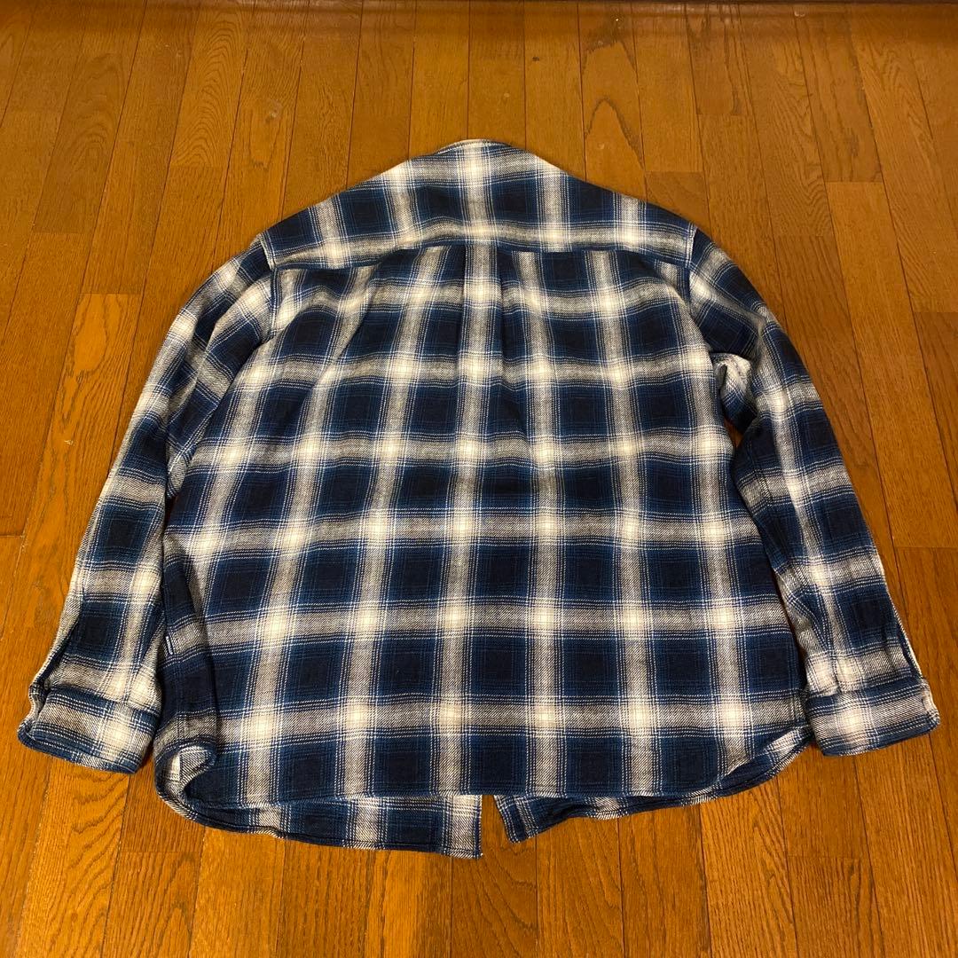 RADIALL ネイビー ホワイトチェック 長袖シャツ