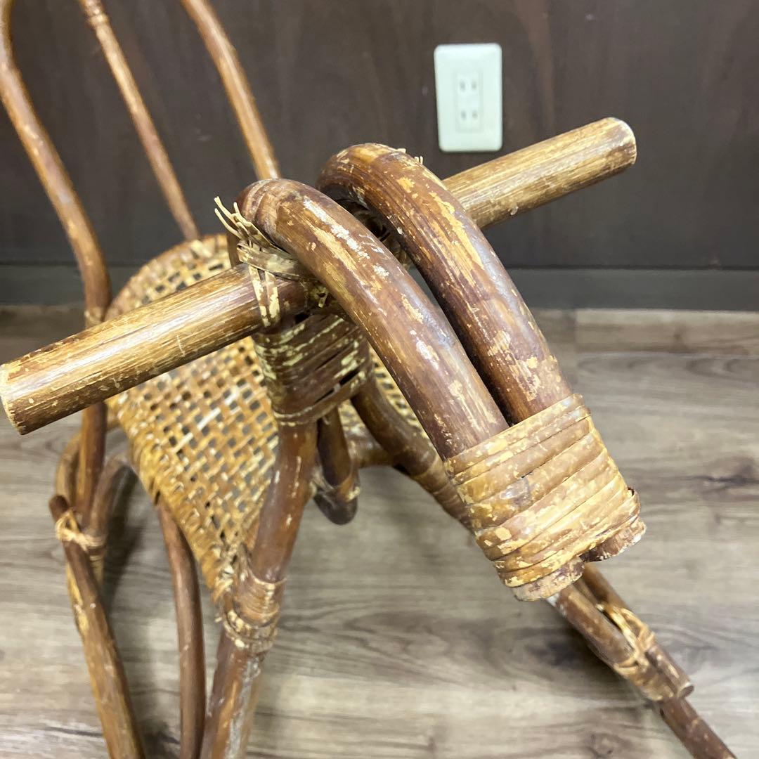 B-2 ヴィンテージ ラタン ロッキングホース 籐製 木馬 子供用 インテリア
