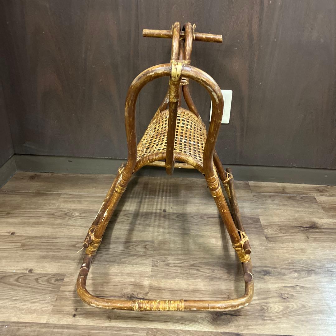 B-2 ヴィンテージ ラタン ロッキングホース 籐製 木馬 子供用 インテリア