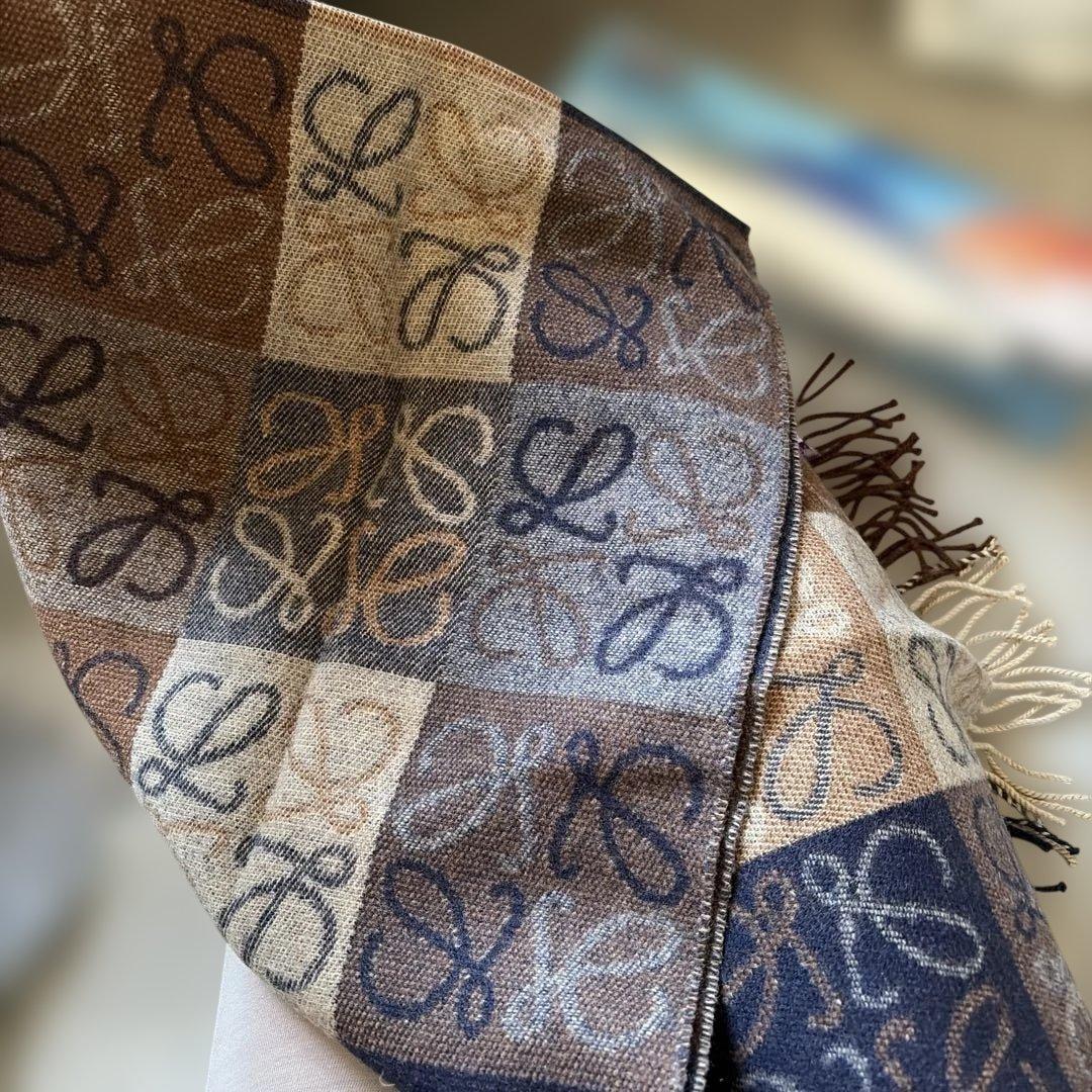 LOEWE ロエベ チェッカーボード スカーフ マフラー カシミヤ