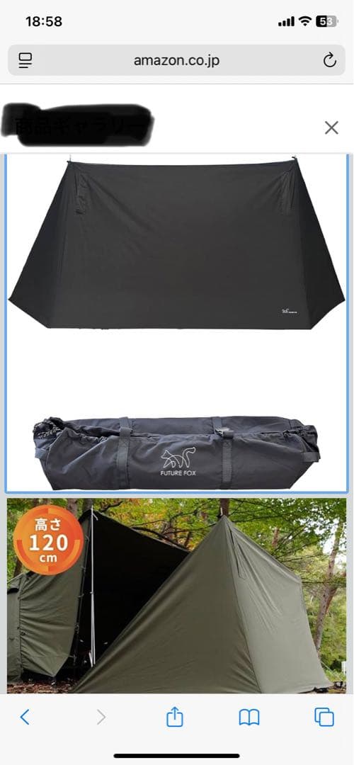 FUTURE FOX 焚き火　陣幕　ブラック