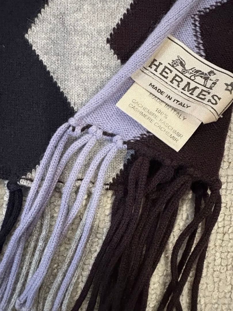 エルメス　カシミヤニットマフラー　長尺200cm