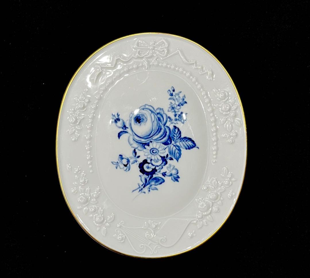 Meissen マイセン /※ 1級品 金彩 ブルーフラワー　レリーフ　陶板