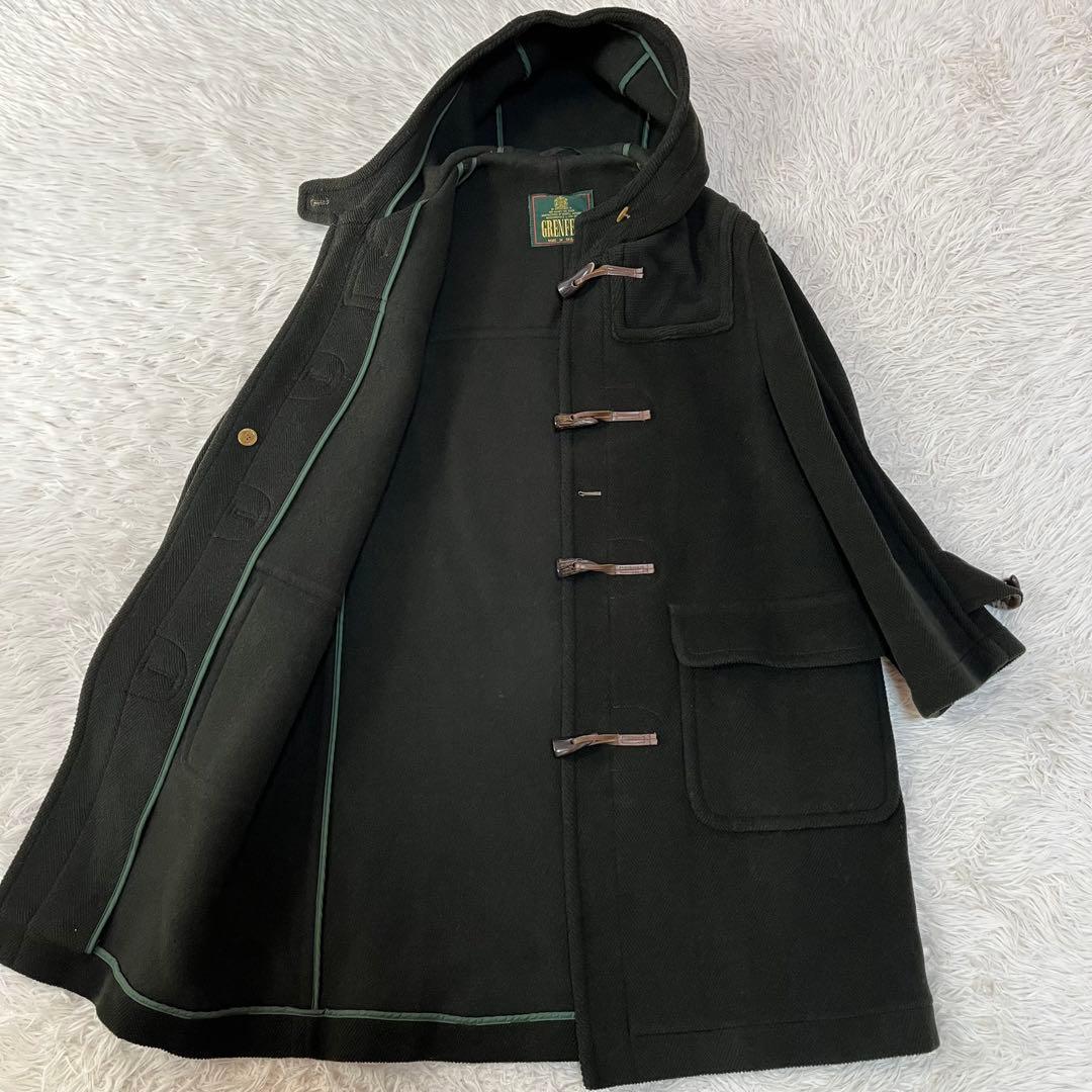 【美品】希少　グレンフェル　ヘリンボーン　ウール　ロング　ダッフルコート
