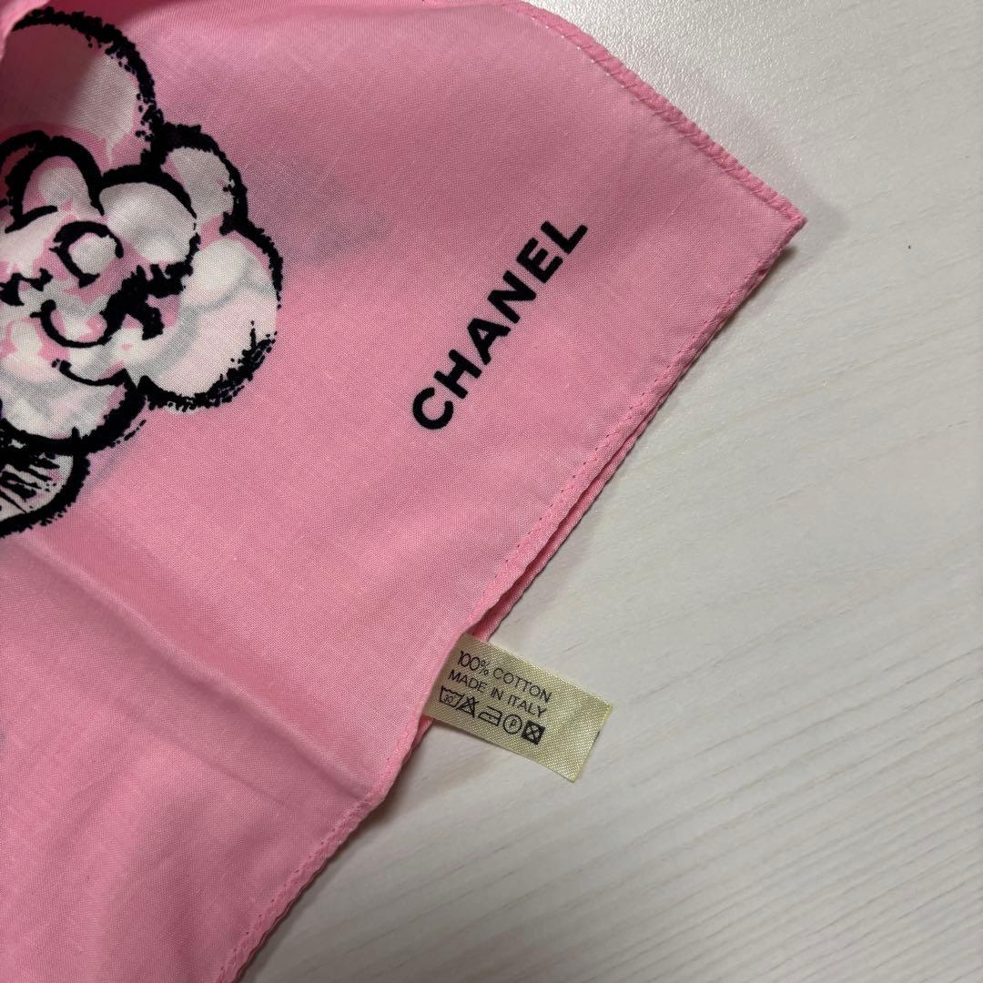 【極美品・箱付き】CHANEL スカーフ ハンカチ 花柄 カメリア ピンク
