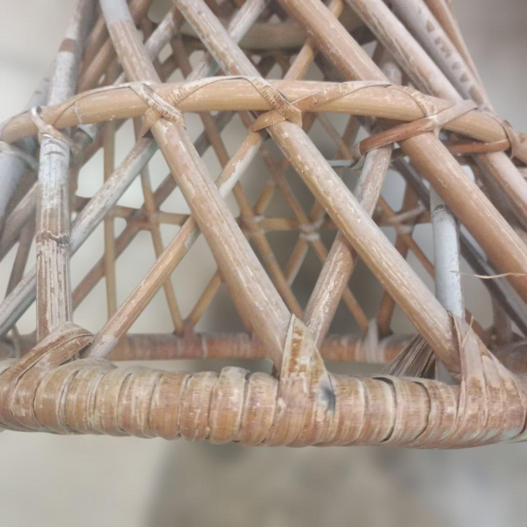 5140）ラタン　籐のスツール　丸椅子　チェア　２脚／昭和レトロ