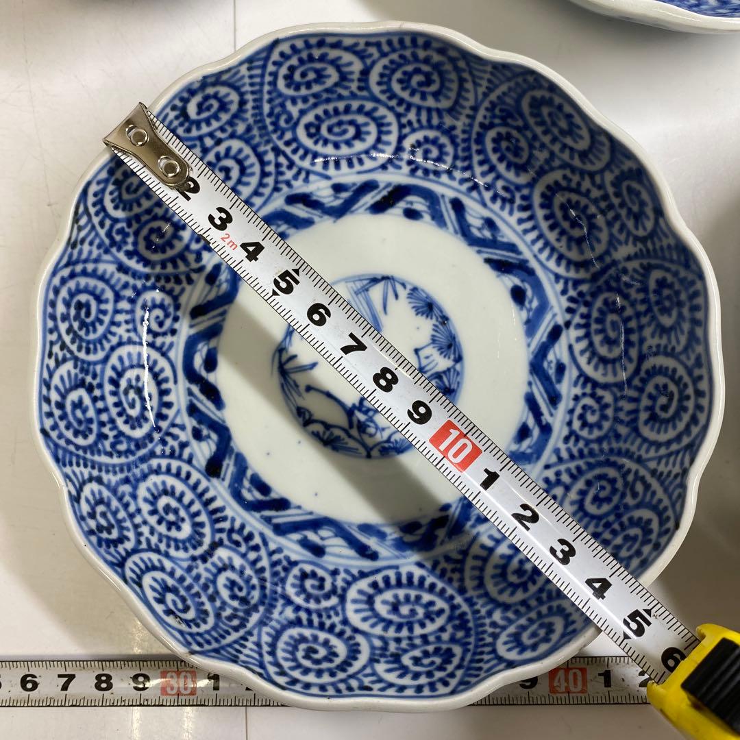 古伊万里 染付蛸唐草 膾皿 6枚　w14.5〜15cm 東キ7-0913①