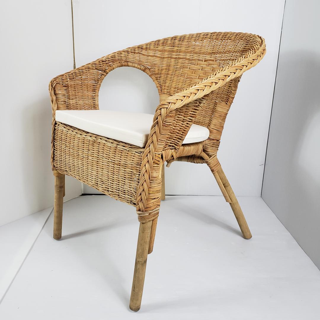 【数日セール】IKEA イケア ラタンチェア 籐 アーゲン クッション付き