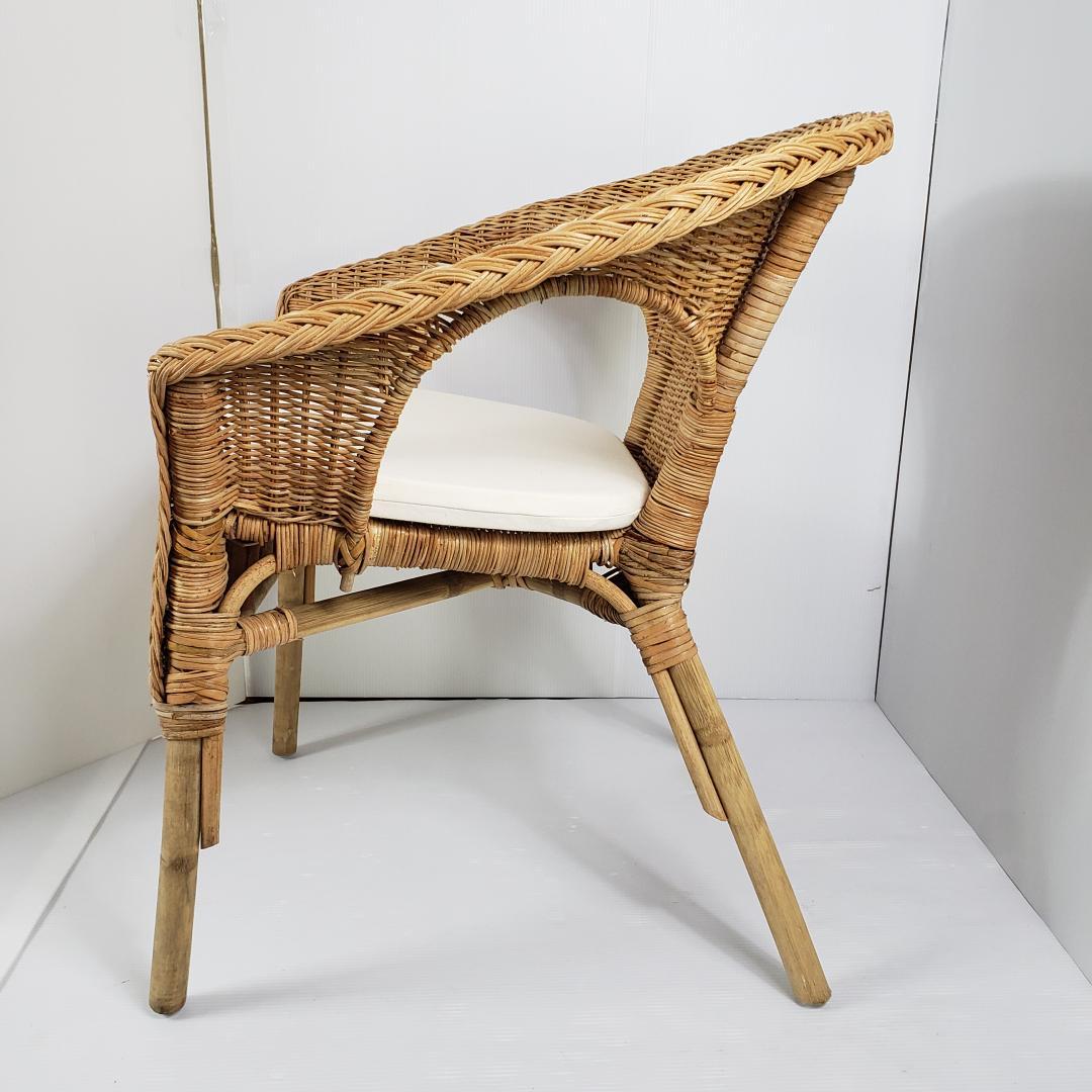 【数日セール】IKEA イケア ラタンチェア 籐 アーゲン クッション付き