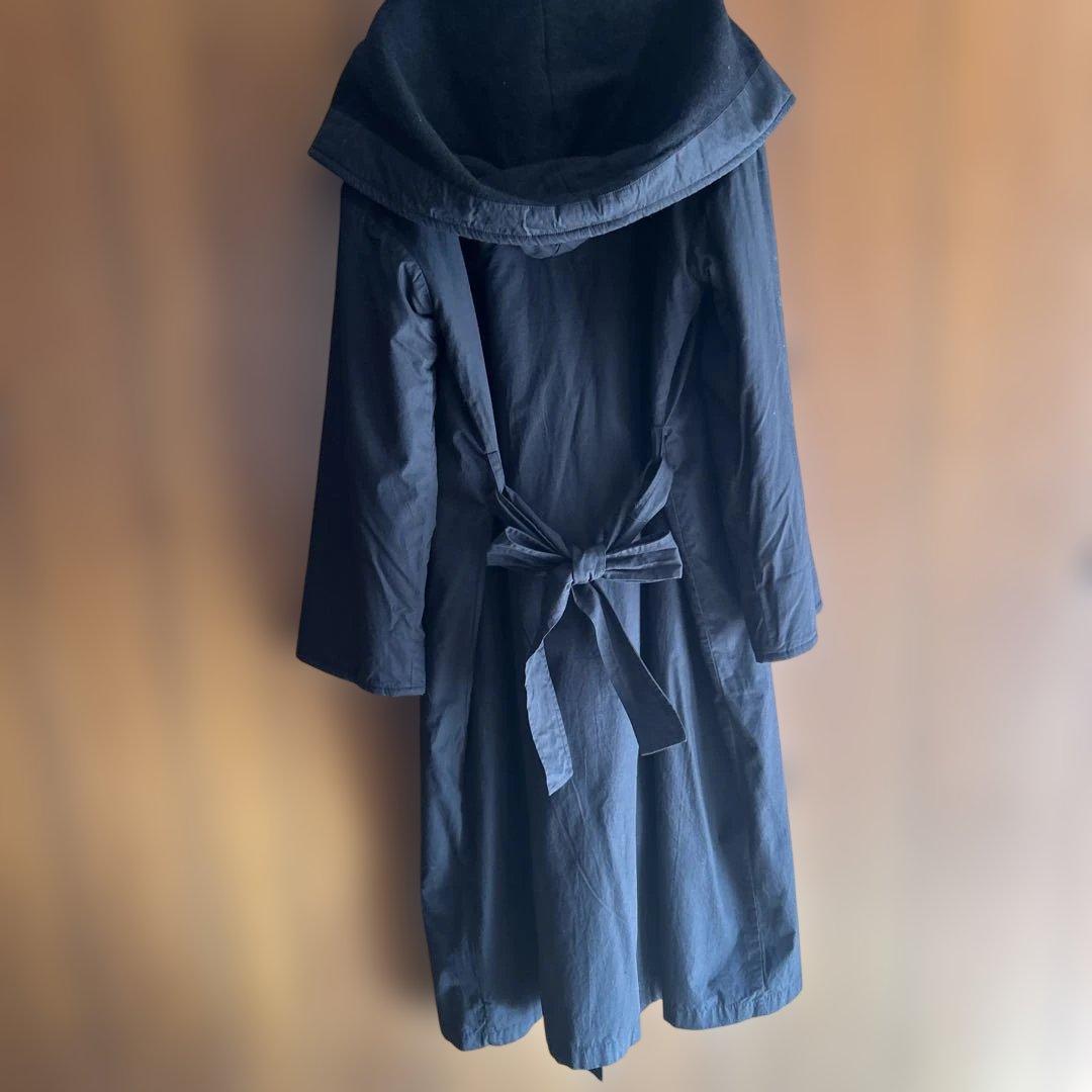 最終値メゾンドソイルのソイルのブラックロングコート フード付き